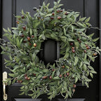 Olive Wreath 26 Inch Wreaths for Front Door with Purely Handmade Realistic Dense Olive Leaf Olive Berry, Elegant Home Decor Wreath Ideal for Front Door, Hallways, Any Area You Want to Brighten by ChristmasWreath