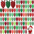 Abbylike 50 Pcs Christmas Plaid Dog Bandanas Bulk, Red and Green Gingham by Abbylike