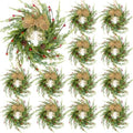 12 Pcs 9 Inch Christmas Wreaths for Kitchen Cabinet Artificial Cedar Pine Hanging Wreath with Red Berries Pine Needles for Front Door Xmas Swag Wreaths for Christmas Winter Farmhouse Home Decorations by Unknown