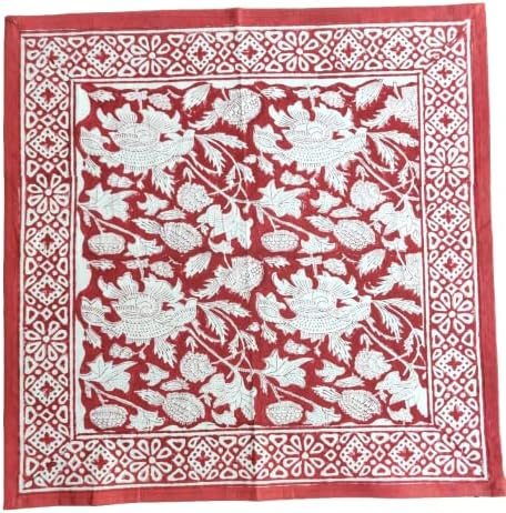 ATOSII Meraki Red 100% Cotton Fall Cloth Designer Dinner Napkins, Handblock Print, Washable Durable Linen for Everyday Use Wedding Parties Outdoors Christmas Thanksgiving I 20 X 20 Inches I Set of 4 - Image 2