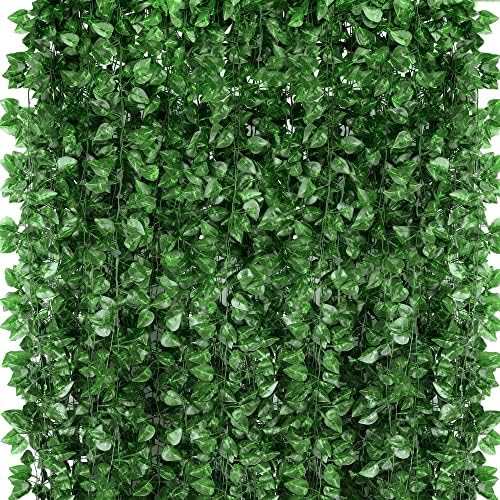 720 Feet 96 Pack Fake Greenery Hanging Garland, Ivy Leaf Plants, Vine Leaves, Fake Flowers Foliage for Bedroom Garden Wall Decor by ZYIGYI
