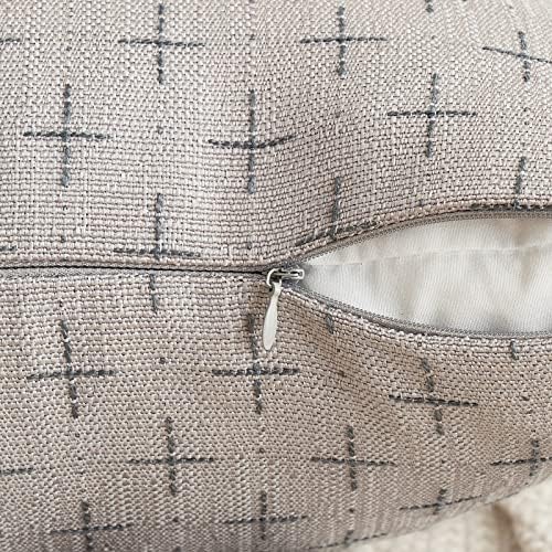MIULEE Pack of 2 Decorative Burlap Linen Throw Pillow Covers Modern Farmhouse Pillowcase Rustic Woven Textured Cushion Cover for Sofa Couch Bed 20x20 Inch Light Grey - Image 3