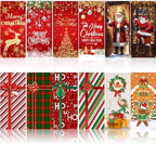 Preboun 12 Pcs Christmas Door Cover Decoration Santa Gift Box Theme House Cover for Front Door 78 x 35 Inches Christmas Outdoor Sign for Home Wall Indoor Party Decorations by Preboun