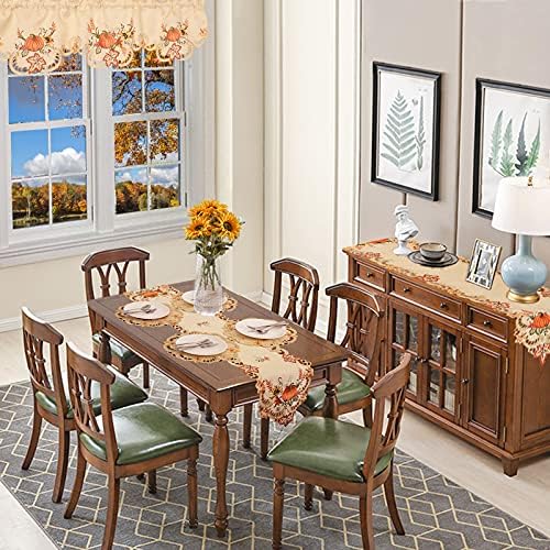 Simhomsen Large Embroidered Thanksgiving Harvest Pumpkins Table Runners for Autumn Or Fall Decorations (14 × 120 Inches) - Image 7