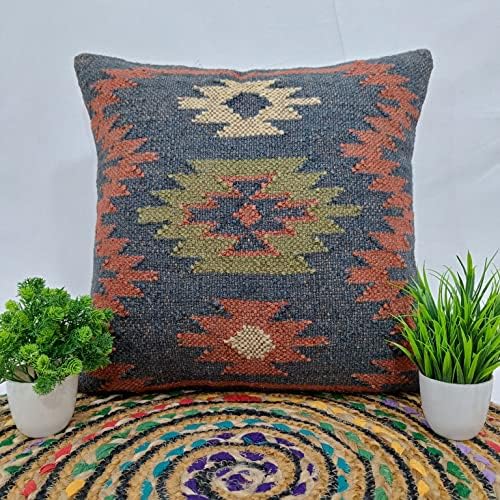 Trade Star 70% Jute 30% Wool Kilim Cushion Cover 18x18 for Sofa Decor - Image 6
