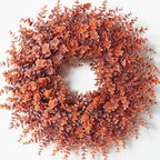 26" Artificial Fall Eucalyptus Wreath for Front Door Decoration (Orange) by VIERENA