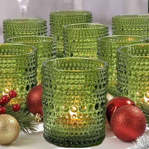 48pcs Votive Candle Holders, Green Glass DIY Wax Filling Tealight Candle Holders, Tea Light Candles Holder for Wedding Table Decoration by TRIRITE