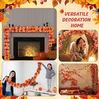 Tigeen 12 Pcs Fall Leaf Garland, 5.7 ft Autumn Maple Leaf Decorations - Image 7