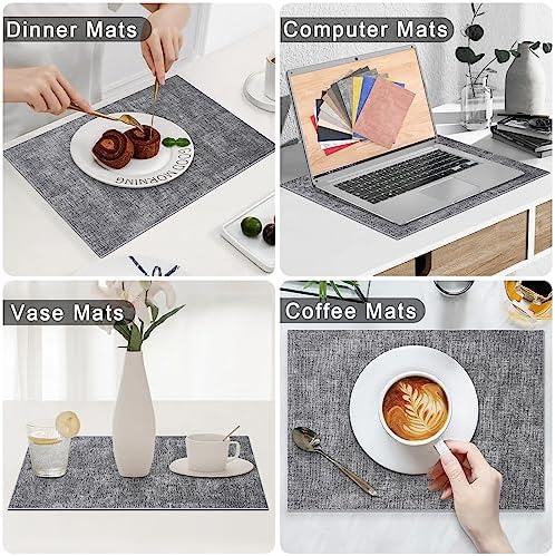 Homaxy PU Faux Leather Placemats for Dining Table, Set of 8, Black & White - Image 6