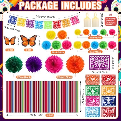 Newwiee 82 Pcs Day of the Dead Altar Decor Set, Marigold, Mixed Colors - Image 2