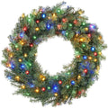 Casafield 30" Pre-Lit Fir Artificial Christmas Wreath Holiday Décor, 100 LED White & Multicolor Lights, 220 PVC Tips for Front Door, Window, or Mantel by Casafield