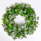 St Patricks Day Decorations Artificial Wreath Lucky Shamrock Clover Leprechaun Hat Beers Spring Summer Party Decor Outdoor/Indoor Farmhouse Front Porch Wall Window Door by Likeny