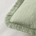 MIULEE Linen Fringe Decorative Euro Throw Pillow Covers Sage Green 24x24 - Image 3