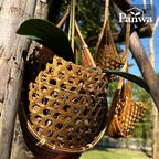 Handmade 100% Thai Bamboo Hanging Orchid Basket – 4 Inch, 5 Inch, 6 Inch (Triple Set) - Image 3