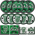 Gatherfun Graduation Party Supplies Dinnerware Set green Disposable dinner paper plates dessert paper plates and Napkins for Congrats Grad Party Decorations, Serve 50 by Gatherfun