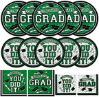 Gatherfun Graduation Party Supplies Dinnerware Set green Disposable dinner paper plates dessert paper plates and Napkins for Congrats Grad Party Decorations, Serve 50 by Gatherfun