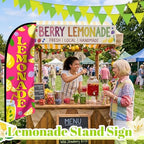 HunnmingRe 2 Set Pink Lemonade Feather Flag Kit, 8ft Advertising Swooper Flag Banner with Pole and Ground Stake for Business Restaurant Advertising Banner for Outside Ground - Image 6