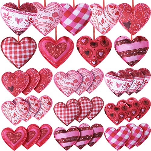 Tatuo 27 Pieces Valentines Felt Heart Ornaments for Tree Heart Hanging Decorations 3.94 Inch Red Felt Ornaments for Valentine's Day Wedding Anniversary Party Supplies by Tatuo
