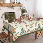 Yighty Rectangle Christmas Tablecloth 60 x 102in,Christmas Tree Elk Holiday Decoration Table Cloth,Polyester Waterproof and Wrinkle-Resistant Durable Xmas Tablecloth for Kitchen,Winter and Home Decor - Image 2