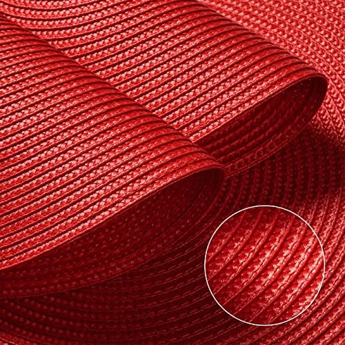 FunWheat Round Braided Placemats Set of 12 Place Mats for Dining Table Woven Washable Non-Slip Table Mats 15 Inch(Red,12pcs) - Image 4