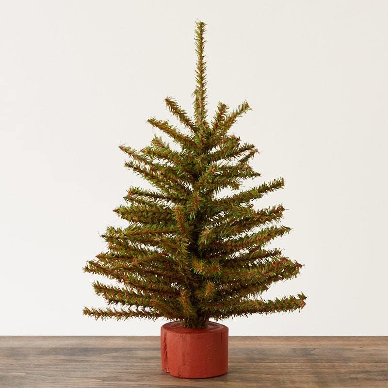 Set of 2 Artificial Pine Trees with Wood Bases by Factory Direct Craft - Tabletop Christmas Pine Trees for Holiday Decoration (12 Inches) by FactoryDirectCraft