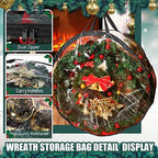 Shappy 10 Pieces Wreath Storage Bags 30 Inch Dual Zippers,Clear, Black - Image 4