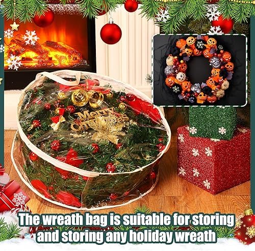 Shappy 4pcs 36 Inch Clear Wreath Storage Bags PVC Waterproof White - Image 5