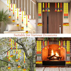11PCS Diwali Decorations Marigold Garland for Home, Artificial Marigold with Bells and Leaves Long Strands for India Wedding, Pooja Decor, Marigold Flowers for All Year Decoration - Image 6