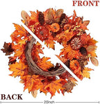 Sggvecsy Fall Wreath 20’’ Autumn Front Door Wreath with Various Pumpkin Cluster of Berries Maple Leaves Pine Cones for Outside Indoor Wall Window Festival Thanksgiving Harvest Autumn Fall Decor - Image 6