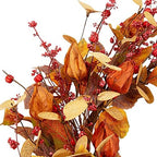 18 Inch Fall Wreath Front Door Wreath with Cape Gooseberries Artificial Autumn Wreath with Fall leaves Fall Decorations with Golden Berries Home Decorations for Autumn Harvest - Image 3