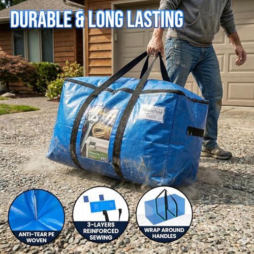 TAILI 12 Pack Blue Extra Large Moving Bags,Storage Bags with Visible Window - Image 3