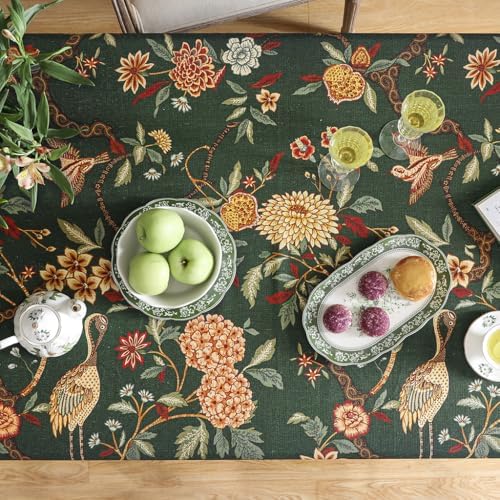 ISAENNE Designer Vintage Green Rectangular Tablecloth,110"x63" - Image 4