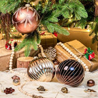 JORNOY Christmas Balls Ornaments Set, 6 inch/150mm Extra Large Shatterproof Plastic Hanging Bulbs for Xmas Tree Decorations Holiday Party with String, 4 Pack-Brown - Image 6
