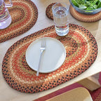 Homespice Gingerbread Jute Braided Placemats, Oval 13x19 Set of 4 by Homespice