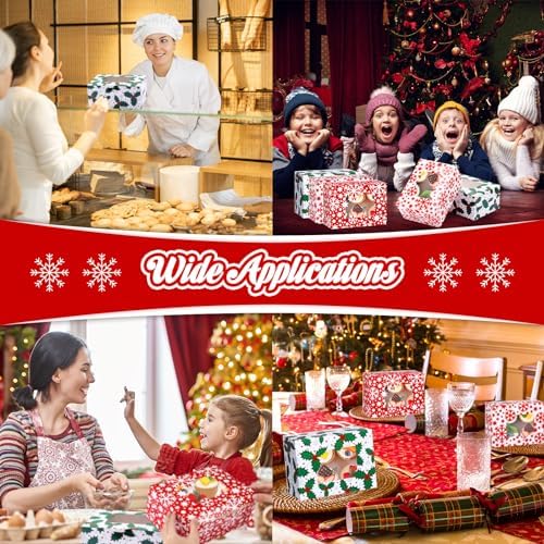 Tenceur 120 Pcs Christmas Cookie Box Window,8.3 x 5.9 x 3.7'',Classic - Image 7