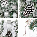 30" Christmas Teardrop Swag for Front Door Artificial Winter Swag Garland with Pine Cones, Berry Clusters, White Ball Ornaments and Ribbons for Thanksgiving Holiday Christmas Decoration - Image 3