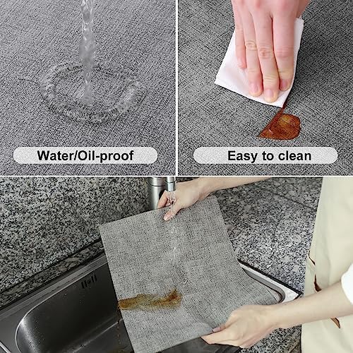 Homaxy PU Faux Leather Placemats for Dining Table, Set of 8, Light Grey - Image 4