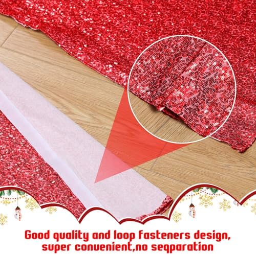 Libima 84 Inch Red Large Christmas Tree Skirt Oversized Sequin Xmas Glittery Round Gorgeous Ornaments Skirts for New Year Holiday Party - Image 5