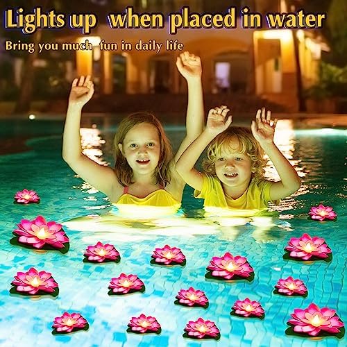 Liliful LED Floating Lotus Lantern, Diwali Pool Pond Decor, Pink, 5.91 Inch - Image 3