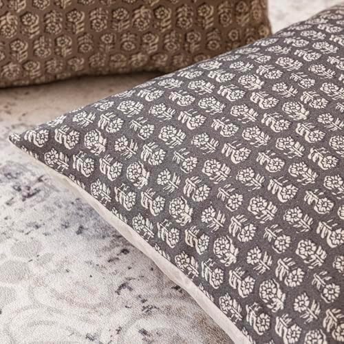Foindtower Long Floral Print Lumbar Throw Pillow Covers 14×36 Rustic Gray - Image 3