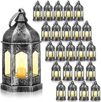 Hortsun 24 Pcs Mini Halloween Lantern Centerpiece with LED Candle,Silver by Hortsun