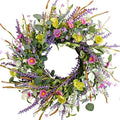 Idyllic 20 Inch Spring Summer Wild Flower Artificial Daisy Front Door Wreath, Everyday Greenery Eucalyptus Leaves for Indoor and Outdoor Use, Rustic Farmhouse Style Home Wreath Decor by idyllic