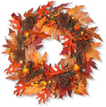 National Tree Company Pre-Lit Artificial Autumn Wreath, Decorated with Gourds, Pinecones, Maple Leaves, Berry Clusters and Lights, Autumn Collection, 24 in by Unknown