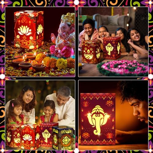 Tujoe 24 Set Diwali Decorations for Home Happy Diwali Paper Candles Holders - Image 6