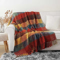 Fall Plaid Throw Blanket for Couch, Rustic Knit Throw Blanket 50"x60" by BATTILOHOME