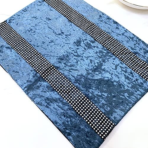 HeMiaor Placemats Blue Set of 4 Velvet with Shining Bling Sequins for Christmas Wedding Thanksgiving Day Dinner Table Decoration(12x16-inches) - Image 5