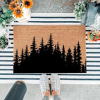 Funny Coir Doormat Tree Line Forest Landscape Front Door Mats Entryway Outdoor Mat with Heavy Duty Front Porch Welcome Mats Entry Natural Coir Brown Prank Novelty Gift Outdoor Mat 23.7x15.7 inch - Image 5