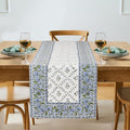 Ridhi Hand Block Print Table Runner Powder & Pigeon Blue 16x70 in by Ridhi