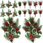 48 Pcs Christmas Floral Picks and Sprays Cone Berry Stems for Craft, Vivid by Panelee