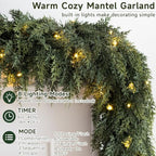 2PCS 9FT Prelit Christmas Garland with Lights Cedar Garland Christmas Decor - Image 2